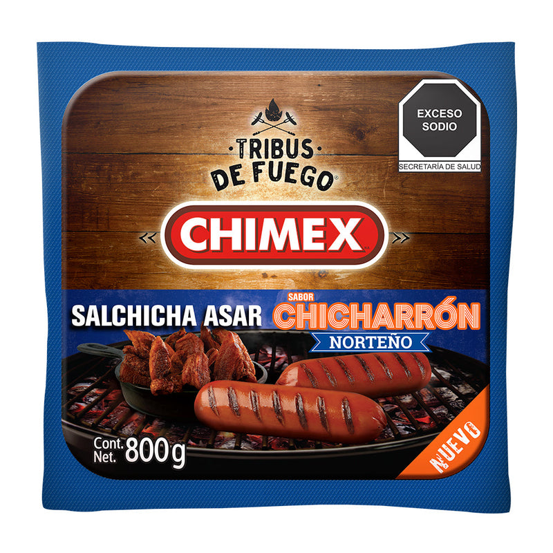 Salchicha Para Asar sabor Chicharrón Chimex 800 g