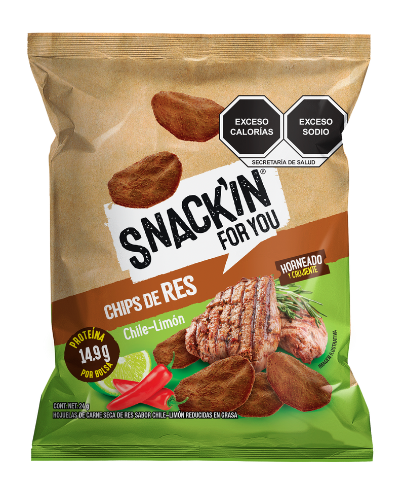 Chips de Res Chile Limón SNACK'IN FOR YOU 24 g