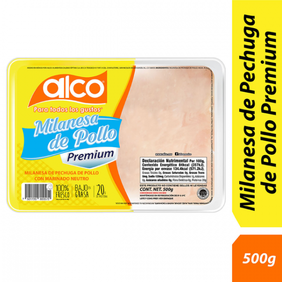 Milanesa de pollo Premium Alco 500 g