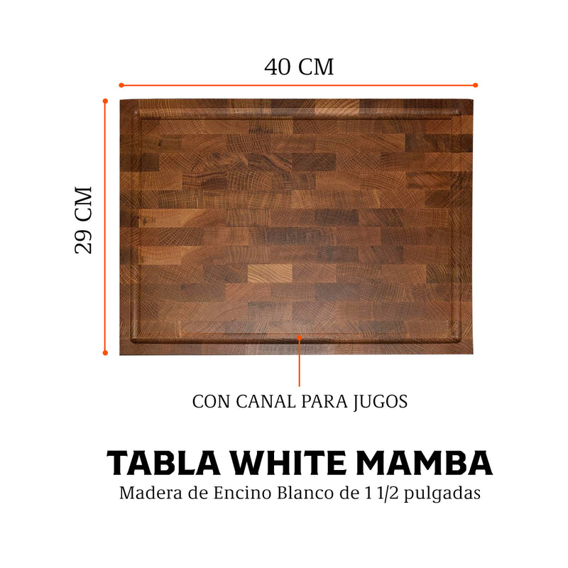 Tabla para cortar White Mamba Grande - 29 x 40 cm de 1.5"