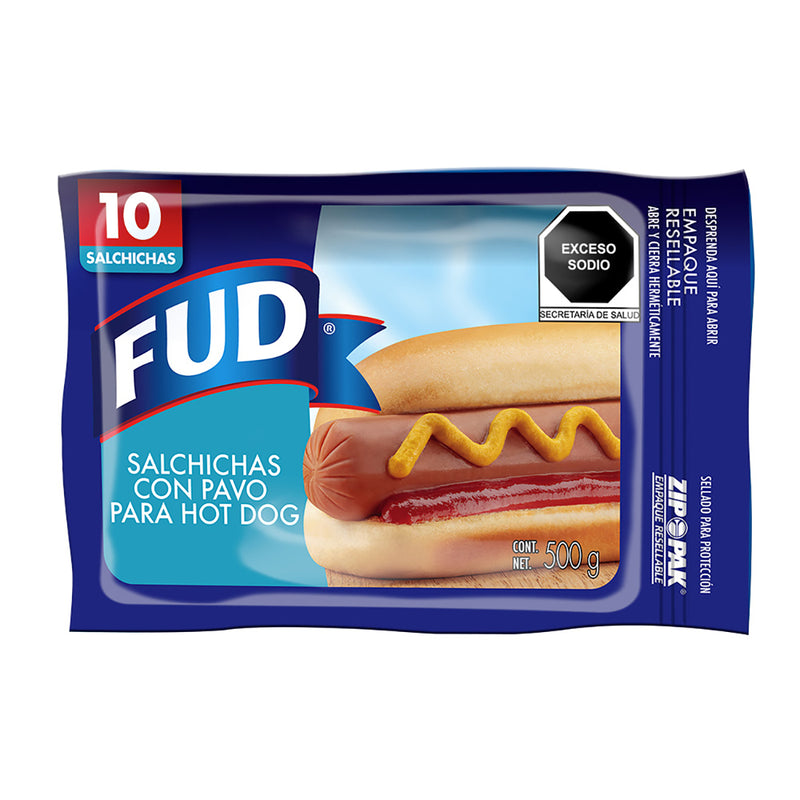 Salchicha con pavo para hot dog FUD 500 g